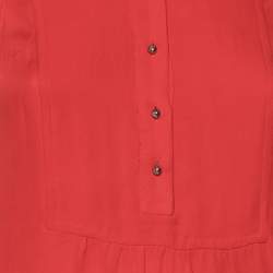 مملوكة مسبقًا CH Carolina Herrera Red Silk Ruffle Neck Sleeveless Top XS