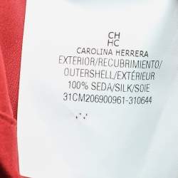 مملوكة مسبقًا CH Carolina Herrera Red Silk Ruffle Neck Sleeveless Top XS