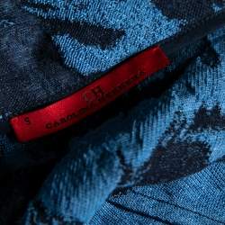 Pre Owned CH Carolina Herrera Blue Floral Embroidered Belted Top S