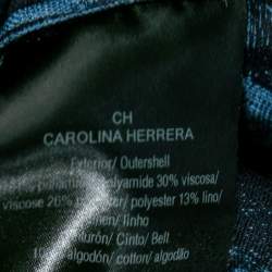 Pre Owned CH Carolina Herrera Blue Floral Embroidered Belted Top S