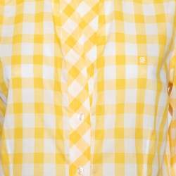 CH Carolina Herrera Yellow Checked Cotton Long Sleeve Shirt L