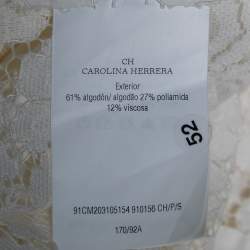 Pre Owned تونيك برباط سي أتش كارولينا هيريرا دانتيل مورد أبيض مقاس صغير - سمول