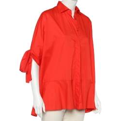 CH Carolina Herrera Red Cotton Oversized Shirt S