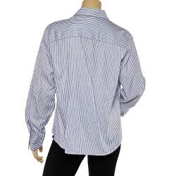 Pre Owned CH Carolina Herrera Blue Striped Cotton Button Front Shirt XL