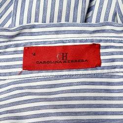 Pre Owned CH Carolina Herrera Blue Striped Cotton Button Front Shirt XL