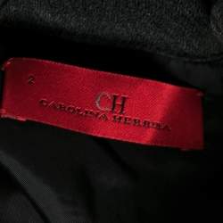 Pre Owned CH Carolina Herrera Black Textured Knit Flared Hem Dress S