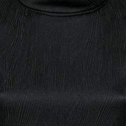 Pre Owned CH Carolina Herrera Black Textured Knit Flared Hem Dress S