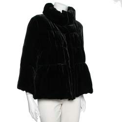 Pre Owned جاكيت سي أتش كارولينا هيريرا قطيفة مبطن أسود أزراء أمامية مقاس متوسط