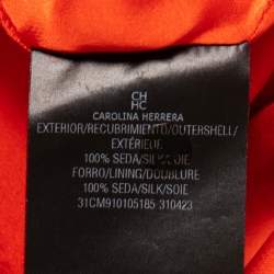 Pre Owned CH Carolina Herrera Red Printed Silk Side and Sleeve Slit Detailed Belted Dresses S