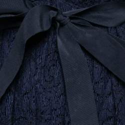 Pre Owned فستان ماكسي سي إتش كارولينا هيريرا دانتيل أزرق كحلي مورد بديرابيه مقاس صغير - سمول