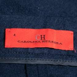 Pre Owned CH Carolina Herrera Navy Blue Wool Knee Length Skirt S