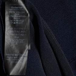 Pre Owned فستان ميدي سي أتش كارولينا هيريرا تريكو أزرق كحلي بحواف مموجة مقاس متوسط - ميديوم