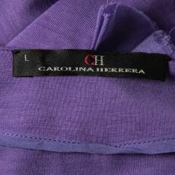 Pre Owned توب سي إتش كارولينا هيريرا جيرسيه بنفسجي بعنق مكشكش بلا أكمام مقاس كبير - لارج