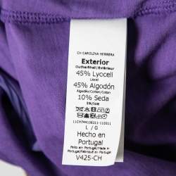 Pre Owned توب سي إتش كارولينا هيريرا جيرسيه بنفسجي بعنق مكشكش بلا أكمام مقاس كبير - لارج