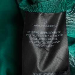 مملوكة مسبقًا فستان سي أتش كارولينا هيريرا جاكار مزين زهور أخضر فضفاض مقاس صغير