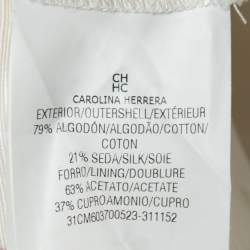 CH Carolina Herrera Off White Textured Cotton Cropped Pants M