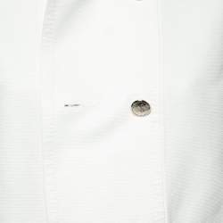 Pre Owned جاكيت سي إتش كارولينا هيريرا قطن مزخرف أبيض وأزرق كحلي بصدرية مزدوجة مقاس صغير - سمول