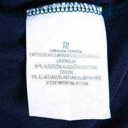 Pre Owned تي شيرت سي إتش كارولينا هيريرا قطن أزرق كحلي مطرز شعار ماركة مورد مقاس صغير جداً - إكس سمول