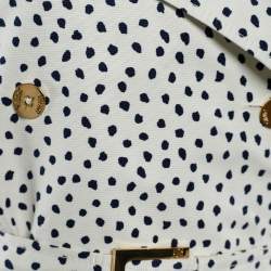 Pre Owned CH Carolina Herrera White Printed Cotton Belt Detail Coat M