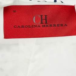 Pre Owned CH Carolina Herrera White Printed Cotton Belt Detail Coat M