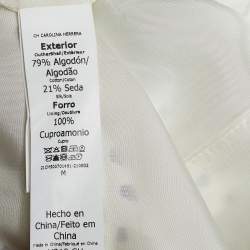 Pre Owned CH Carolina Herrera White Printed Cotton Belt Detail Coat M