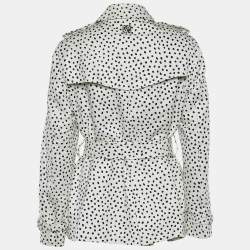 Pre Owned CH Carolina Herrera White Printed Cotton Belt Detail Coat M