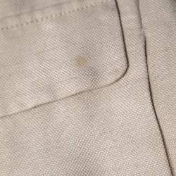 Pre Owned CH Carolina Herrera Beige Textured Linen Sleeveless Belted Mini Dress S