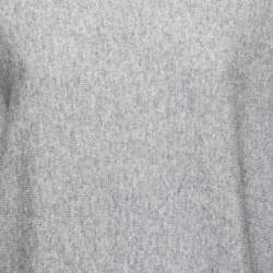 Pre Owned CH Carolina Herrera Grey Wool Bow Detail Round Neck Sweater M