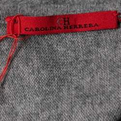 Pre Owned CH Carolina Herrera Grey Wool Bow Detail Round Neck Sweater M
