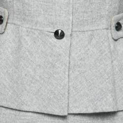 CH Carolina Herrera Grey Wool Button Front Peplum Jacket & Skirt Suit M