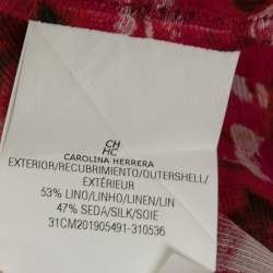 مملوكة مسبقًا CH Carolina Herrera Pink Floral Printed Linen Ruffle Front Blouse S