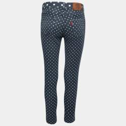 CH Carolina Herrera Blue Polka Dotted Denim Slim Fit Jeans S 