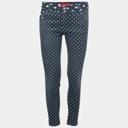 CH Carolina Herrera Blue Polka Dotted Denim Slim Fit Jeans S 