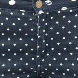 CH Carolina Herrera Blue Polka Dotted Denim Slim Fit Jeans S 