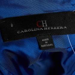 CH Carolina Herrera Blue Jacquard Strapless Flared Gown M