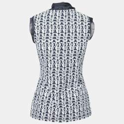 مملوكة مسبقًا توب سي إتش كارولينا هيريرا طرف حرير وقطن مطبوع أزرق بلا أكمام مقاس صغير - سمول