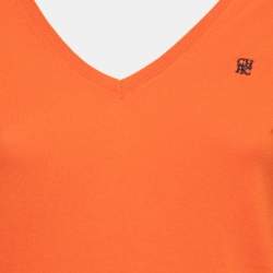 Pre Owned CH Carolina Herrera Orange Knit Long Sleeve Sweater XS