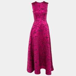 مملوكة مسبقًا CH Carolina Herrera Pink Embossed Floral Jacquard Sleeveless Gown S