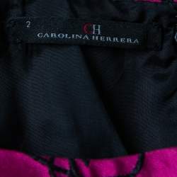 Pre Owned CH Carolina Herrera Pink Embossed Floral Jacquard Sleeveless Gown S