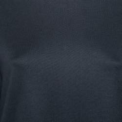 Pre Owned CH Carolina Herrera Navy Blue Knit Stripe Trimmed Oversized Top XS