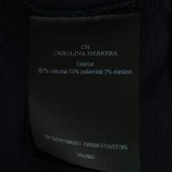 Pre Owned CH Carolina Herrera Navy Blue Knit Stripe Trimmed Oversized Top XS