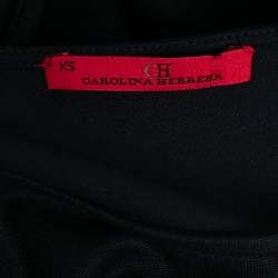 Pre Owned CH Carolina Herrera Navy Blue Knit Stripe Trimmed Oversized Top XS