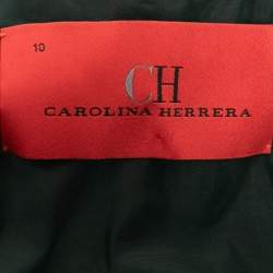 Pre Owned CH Carolina Herrera Black Tweed Paneled Peplum Jacket L
