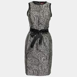 مملوكة مسبقًا CH Carolina Herrera Black Paisley Jacquard Silk & Cotton Sleeveless Dress S