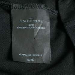 Pre Owned CH Carolina Herrera Black Logo Embroidered Cotton T-Shirt L