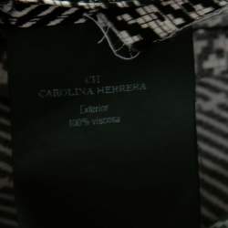 Pre Owned CH Carolina Herrera Black Monochrome Houndstooth Print Satin Dress M