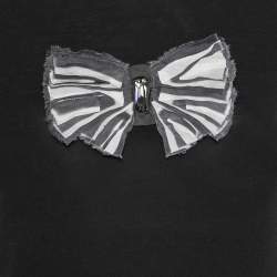 Pre Owned CH Carolina Herrera Black Cotton Bow Applique T-Shirt XS