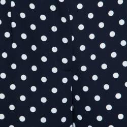 CH Carolina Herrera Navy Blue Polka Dotted Crepe Tapered High Waist Trousers M