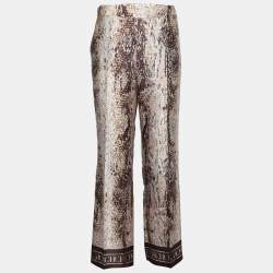 CH Carolina Herrera Brown Printed Satin Wide Leg Pants M