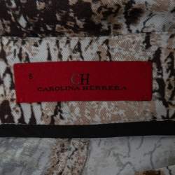 CH Carolina Herrera Brown Printed Satin Wide Leg Pants M